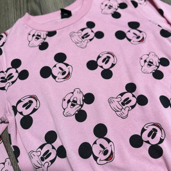 Disney Mickey Mouse Pink & Black Crewneck Sweatshirt – “See No Evil” Pattern – L - Picture 3 of 8